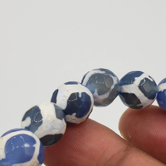 Druzy Beaded Bracelet - Cream & Blue Zebra (one bracelet per order) - Picture 6 of 6